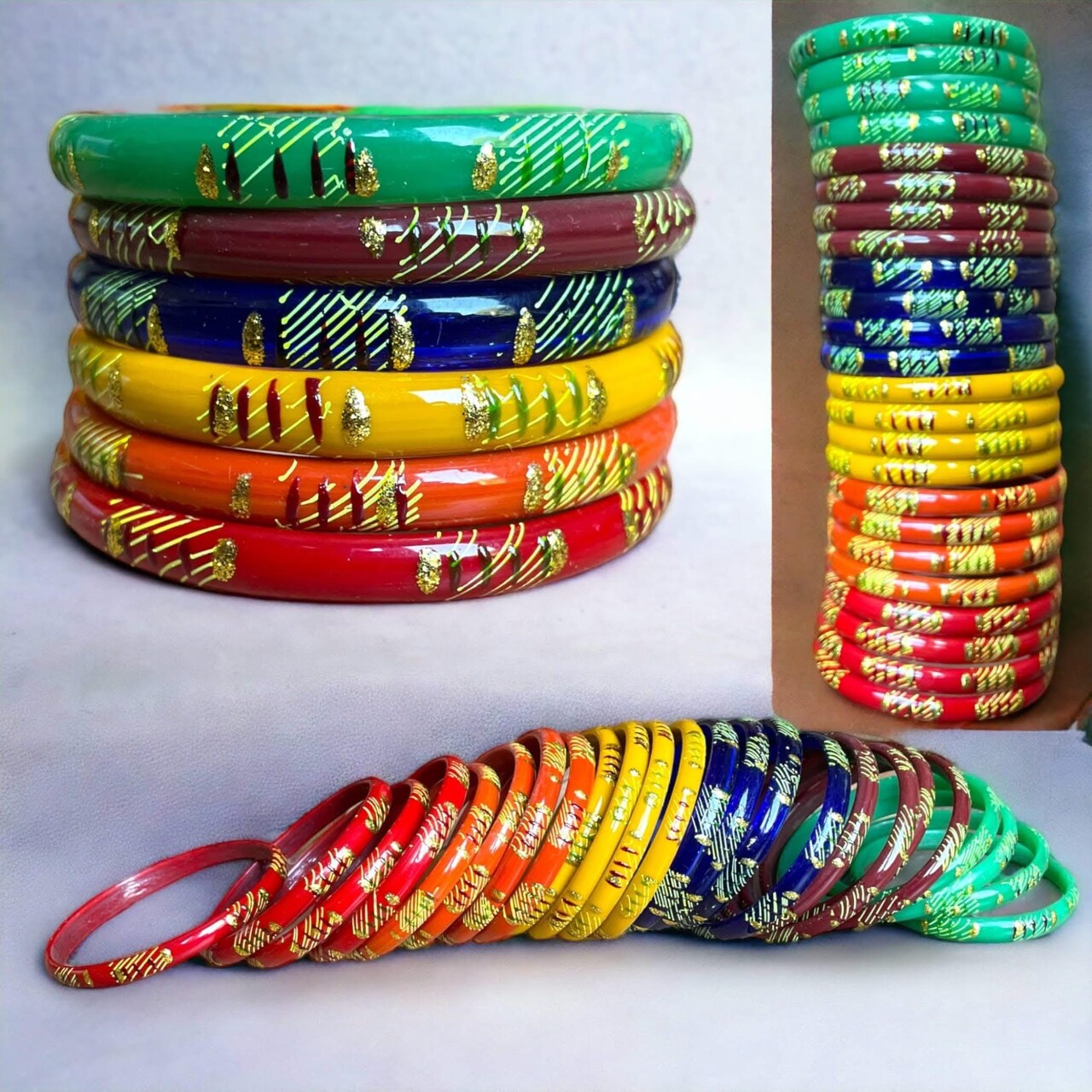 20ct Glass Bangle for Women, Baby Shower Bangles, Gold Line Bangles, Indian Bangles, Return Gifts, Valaikappu Bangles, Wedding Glass Bangle